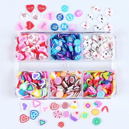 Nail Art Glitter 6 Grids Red Love Heart Sequins Flakes DIY Valentines Decoration