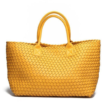 Candy Color Woven Tote Bag Fashion One Shoulder Bag Large Handbag Shopping Bags