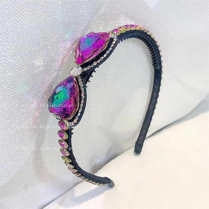 Women Headband Vintage Baroque Flower Big Diamond Luxury Fashion Party Hairbands