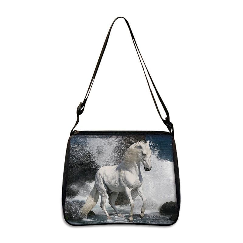 Horse Print Handbag Canvas Shoulder Bag Messenger Bags Travel Crossbody Nylon