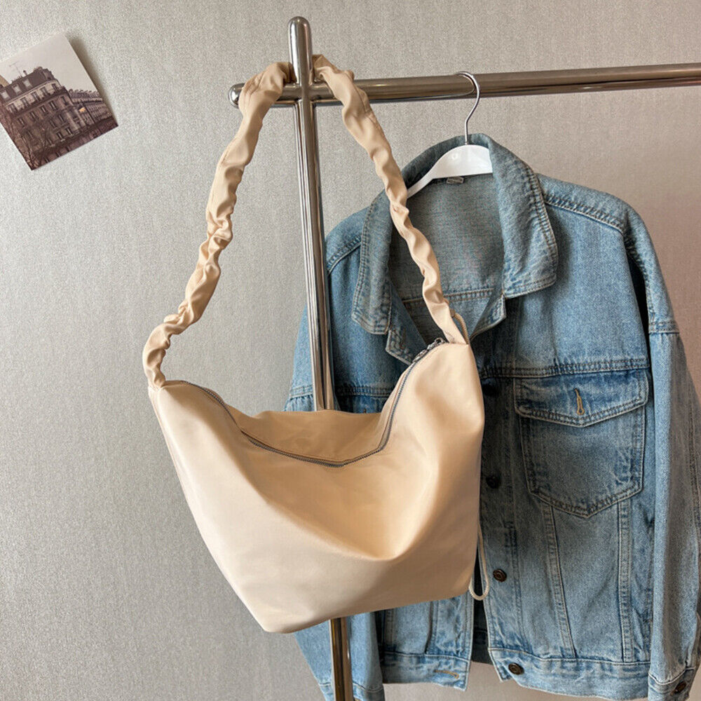 Large Capacity Messenger Bag Pleated Shoulder Strap Handbags Ruched Simple 1PCS
