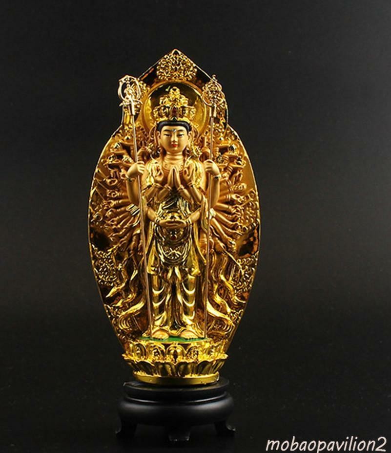 Thousand Hand Guan Yin Bodhisattva Statue Buddhist Altar Luck Figurine Decor