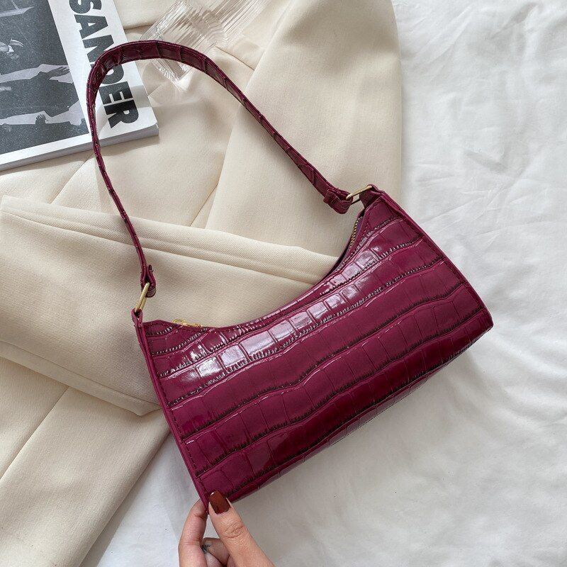 Fashion Bag Retro Casual Women Shoulder Bags Leather Solid Color Chain Handbag