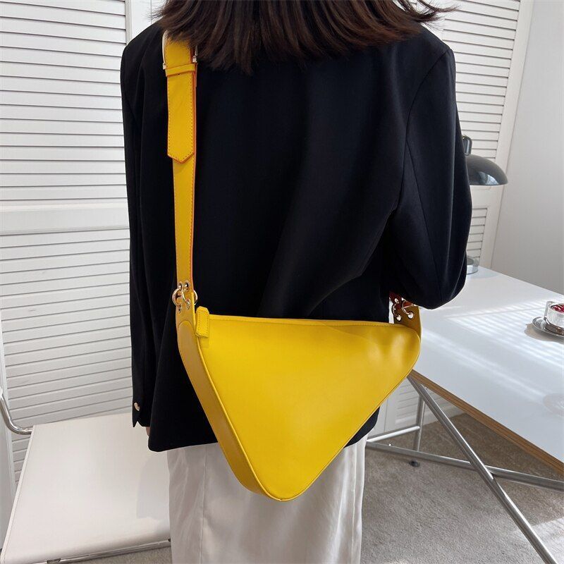 Triangular Shoulder Bag Tote Crossbody Purse Leather Messenger Bag 32*6*21.5 CM