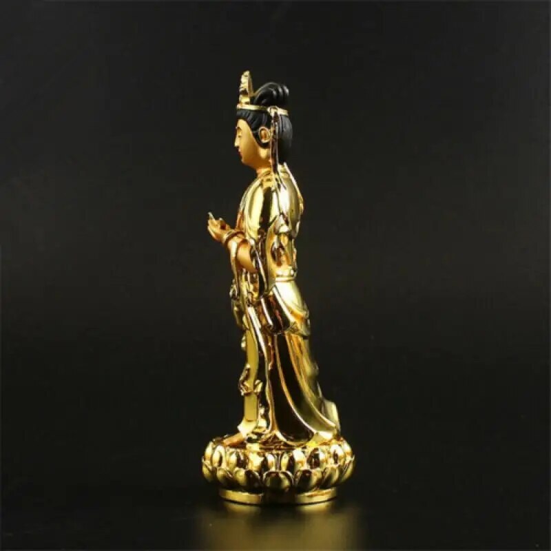 4.92 Inch Buddhist Resin Gold-Plated Hand-Made Candraprabha Statue Collection