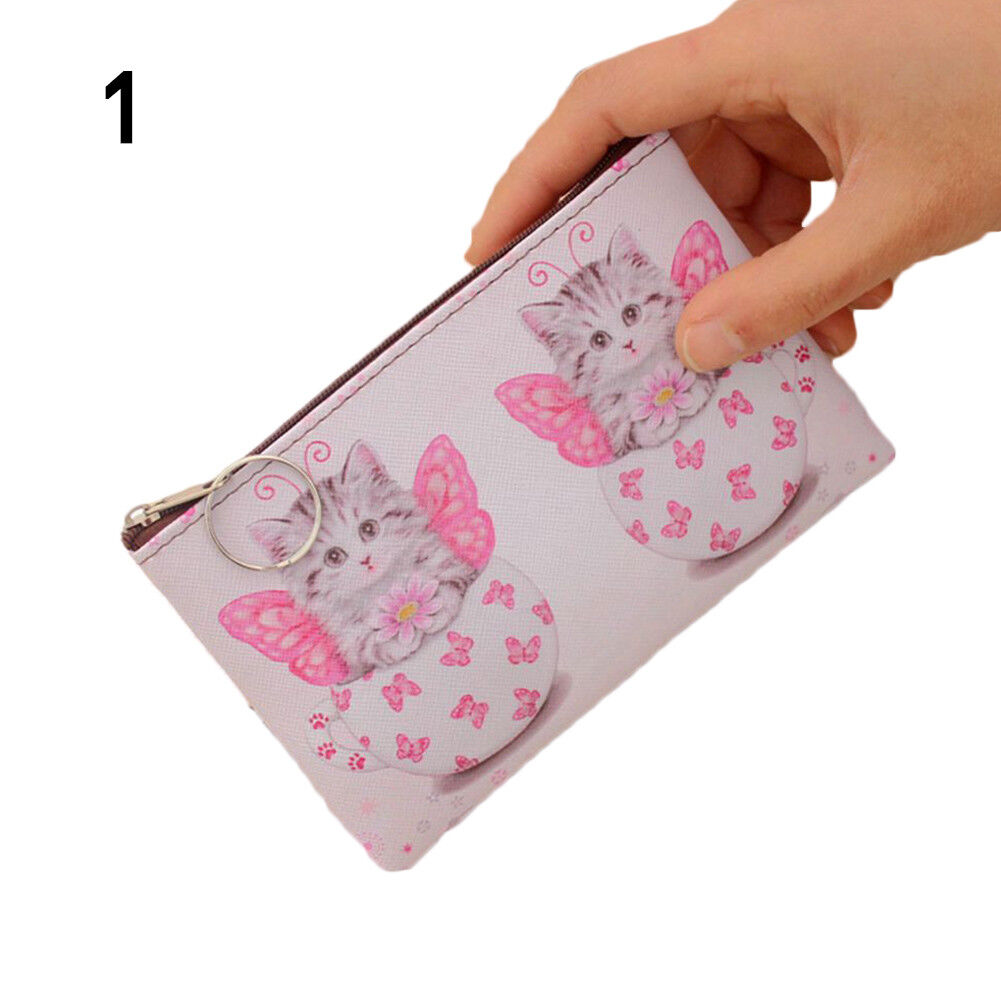 Girls Cute Cat Coin Purse Women Kids Mini Wallet Zipper Cartoon Bag Pouch Holder