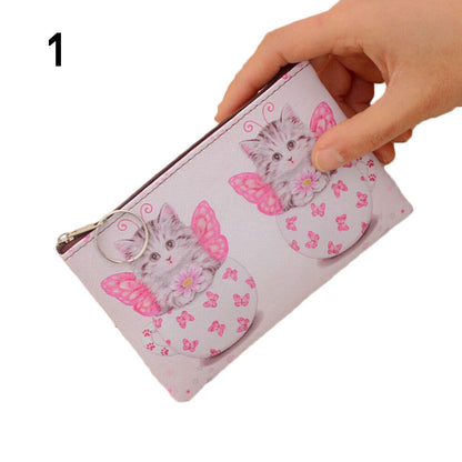 Girls Cute Cat Coin Purse Women Kids Mini Wallet Zipper Cartoon Bag Pouch Holder