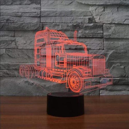 7-Color Changing 3D Illusion Table Lamp Truck LED Night Light For Bedroom Deco