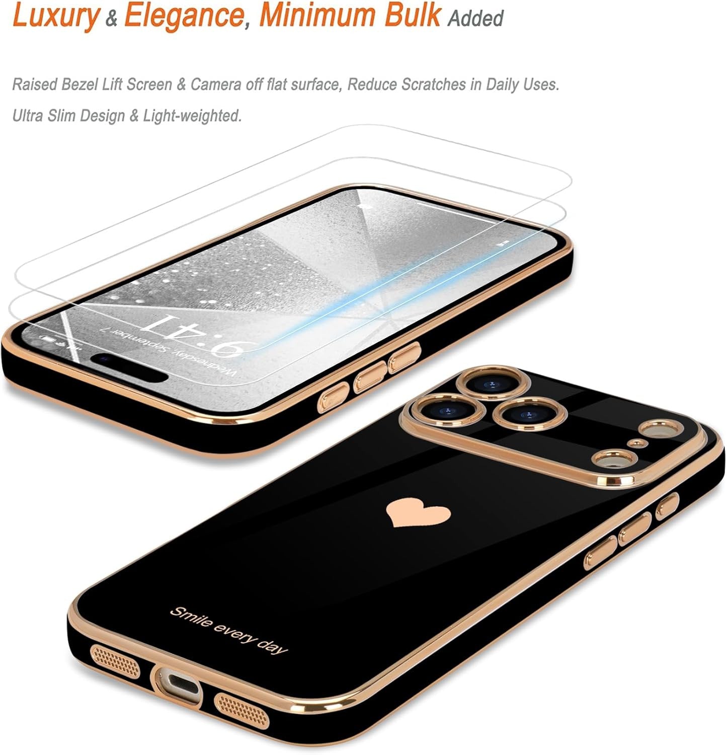 for Iphone 17 Pro Max Case with Screen Protector [2 Pack] Girl Women Cute Girly