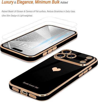 for Iphone 17 Pro Max Case with Screen Protector [2 Pack] Girl Women Cute Girly