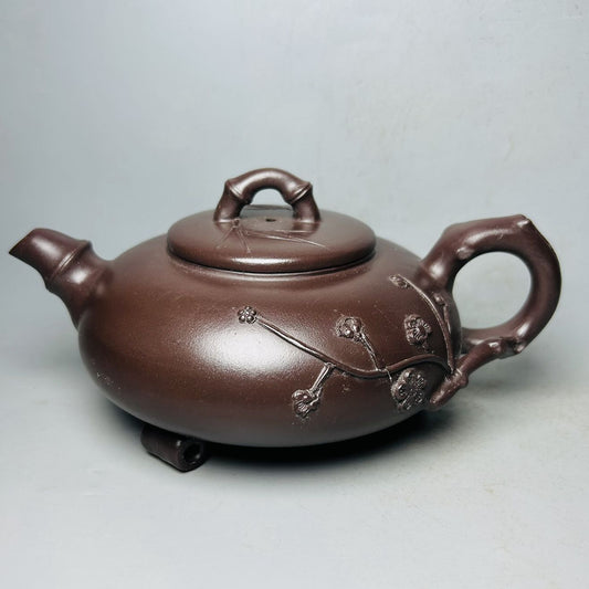 Chinese Yixing Purple Clay Teapot Zisha Ceremony Bamboo Plum Blossom Teaware Art