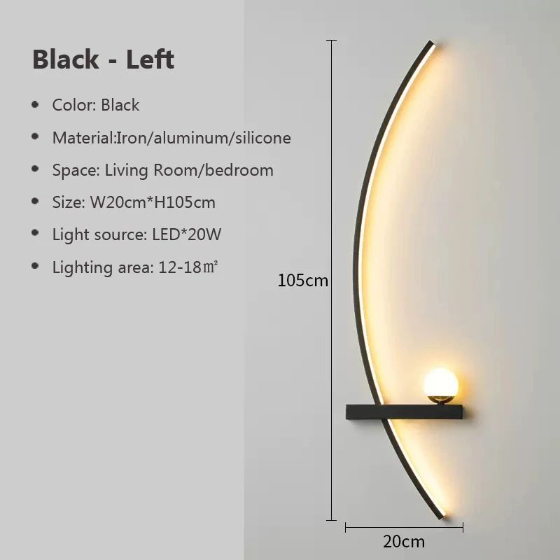 LED Wall Lamps Modern Black Gold Interior Nordic Art TV Home Decor Sconce Lights