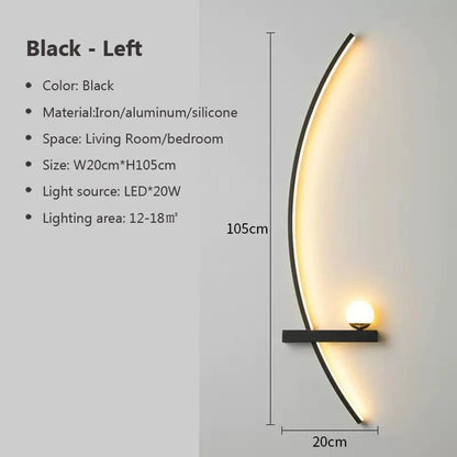 LED Wall Lamps Modern Black Gold Interior Nordic Art TV Home Decor Sconce Lights