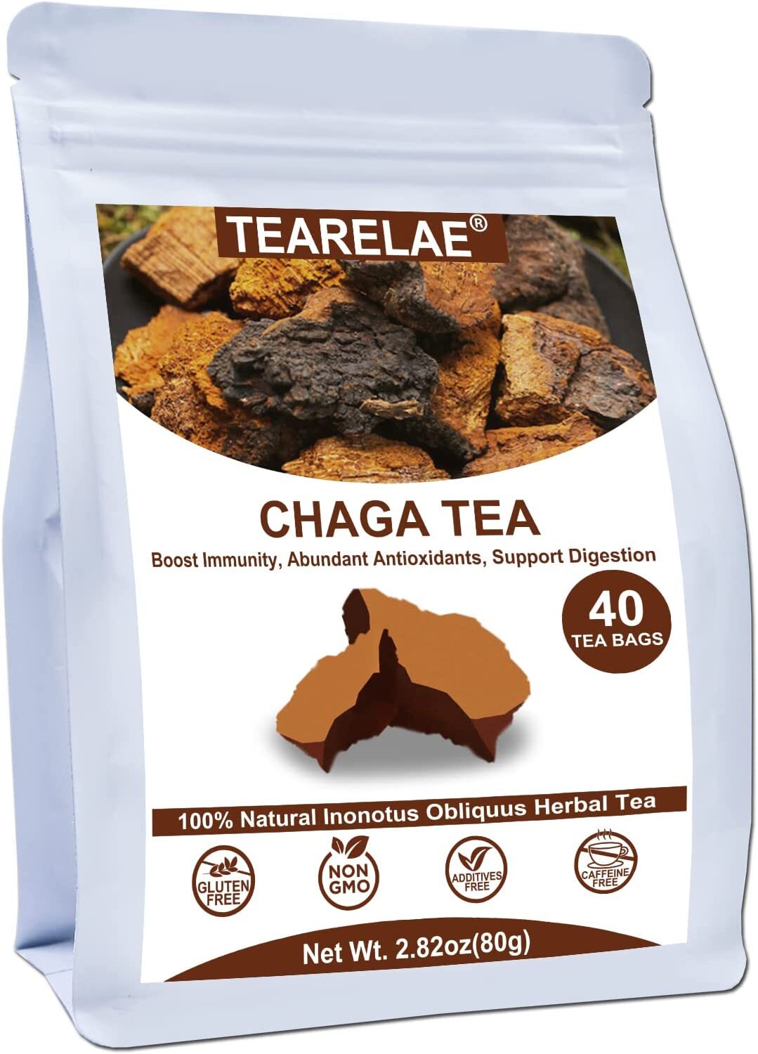 TEARELAE Chaga Tea Bag 2g x 40 Count Wild Harvest from Siberia