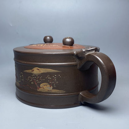 Vintage China Yixing Purple Clay Teapot Zisha Ceremony Painted Landscape Teaware