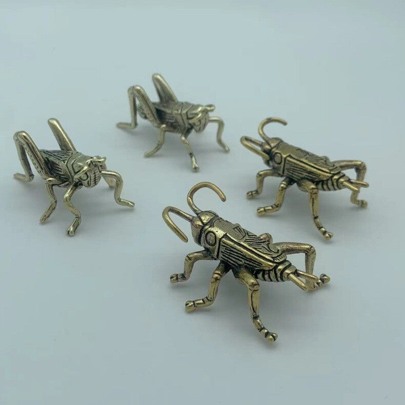2pcs Brass Cricket Figurine Statue Insect Animal Figurines Toys House Decoration