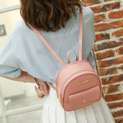 Mini Backpack Women PU Leather Shoulder Bag Girls Multi-Function Small Bagpack