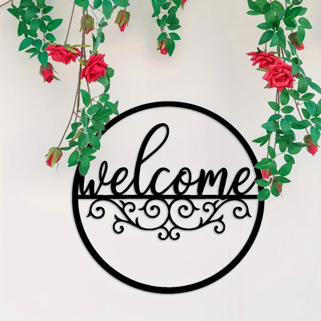Metal Welcome Sign For Front Door,Black Wall Decor,Indoor Outdoor Home Decor