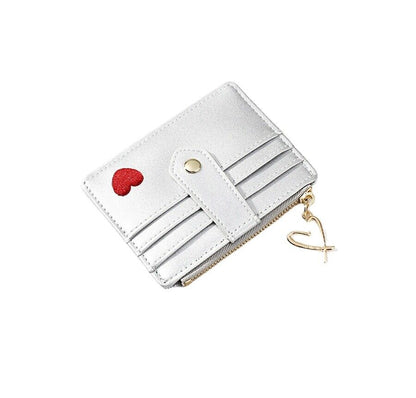 Fashion Heart Embroidered Female Wallet Leather Change Money Bag Multifunctional