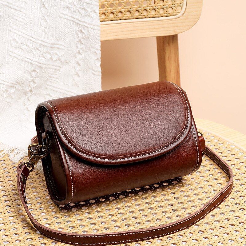 Vintage Sling Purse Genuine Leather Handbag Shoulder Messenger Bags 14*18*9 CM