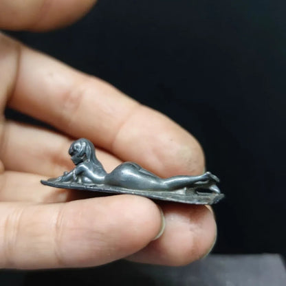 Black Brass Seductive Ass Girl Statue Art Beauty Model Figurine Artwork Pendant