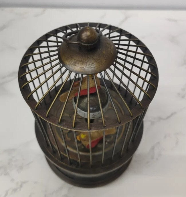 New Good Brass Birdcage Mechanical Table Clock Decor