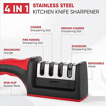 Knife Sharpener Professional Ceramic Tungsten Kitchen Sharpening System 3 Stage