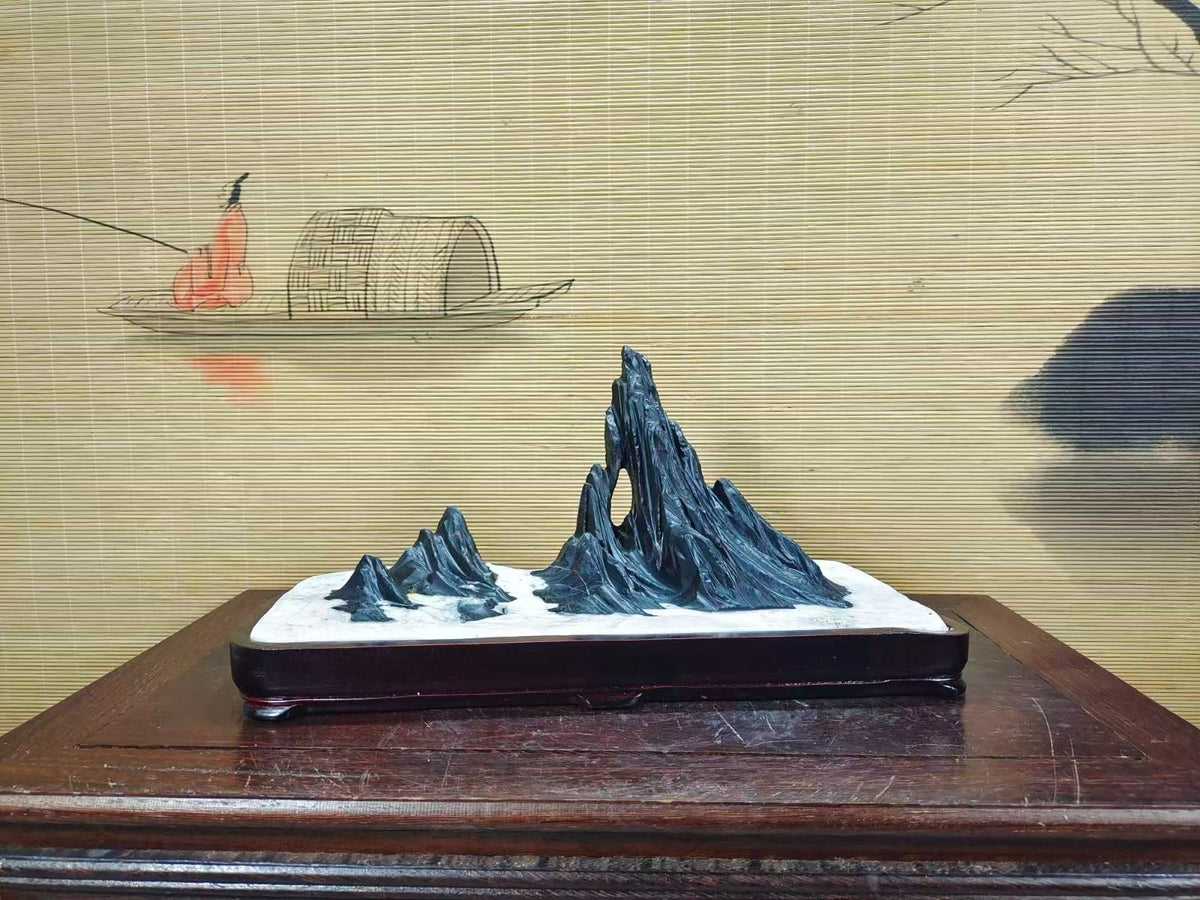 Natural Stone Mountain Stones Bonsai Suiseki Lingbi Stone White Home Design