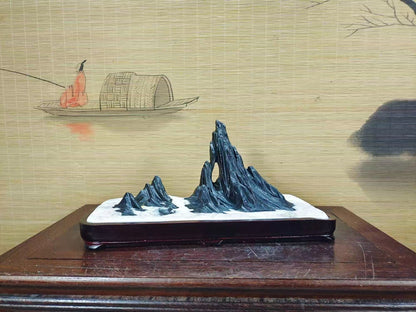 Natural Stone Mountain Stones Bonsai Suiseki Lingbi Stone White Home Design