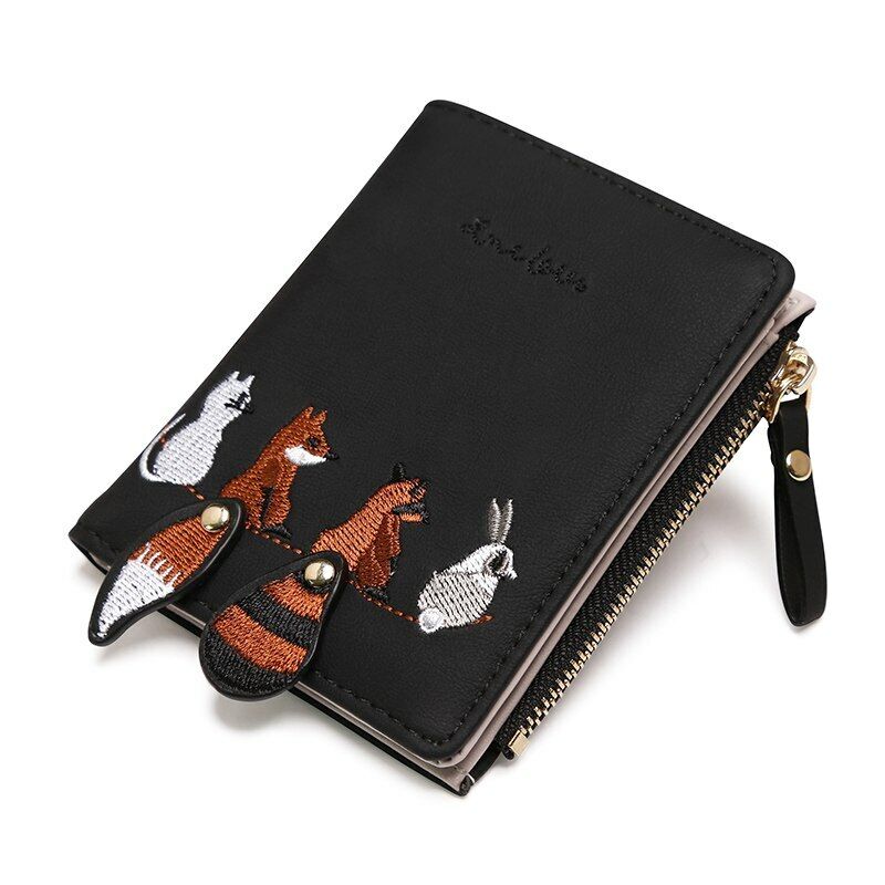 Girls Cartoon Leather Card Clamps Women's Wallet Coin Female Purse Clip Billfold