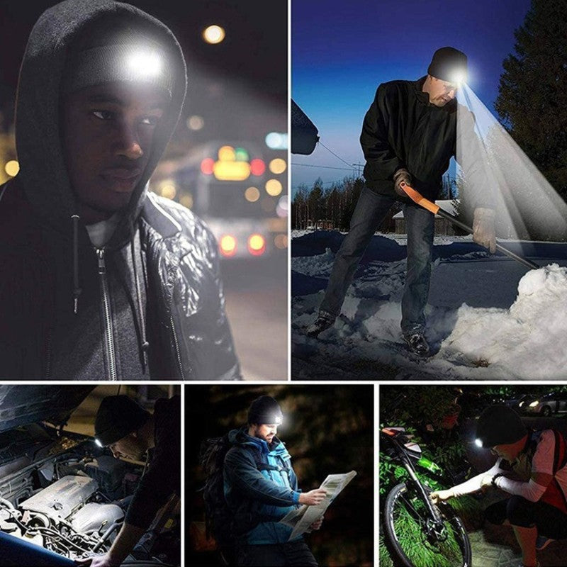 Wireless Bluetooth headphones led warning light night running lighting cap