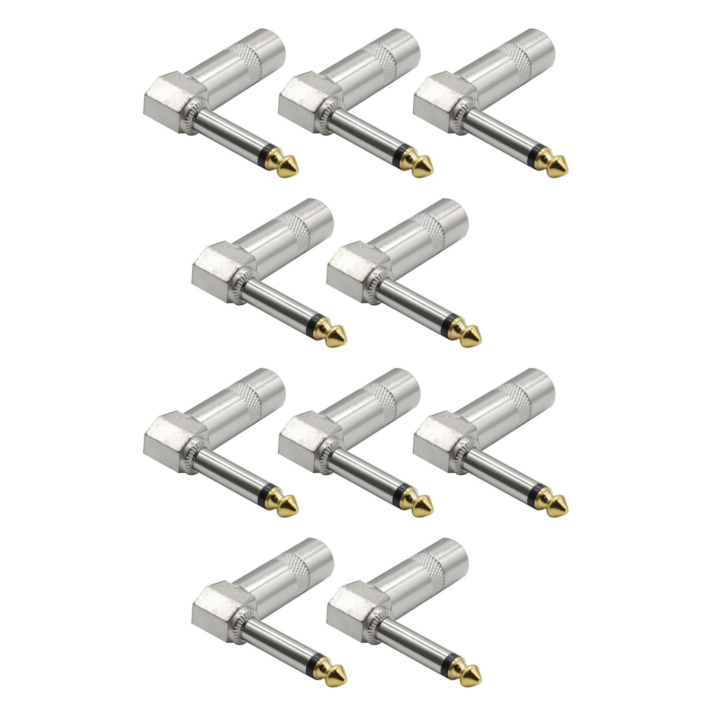 10PCS 1/4 TS Right Angle Mono Phone Plug ensures undistorted audio transmission