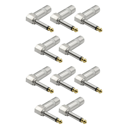10PCS 1/4 TS Right Angle Mono Phone Plug ensures undistorted audio transmission