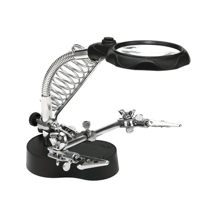 New Soldering Tool w Dual Magnifier 2.5X 5X LED Lights Adjustable Holder Stand