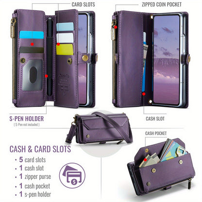 Crossbody for Samsung Galaxy Z Fold 6 Case Wallet Card Holder with Pen Slot