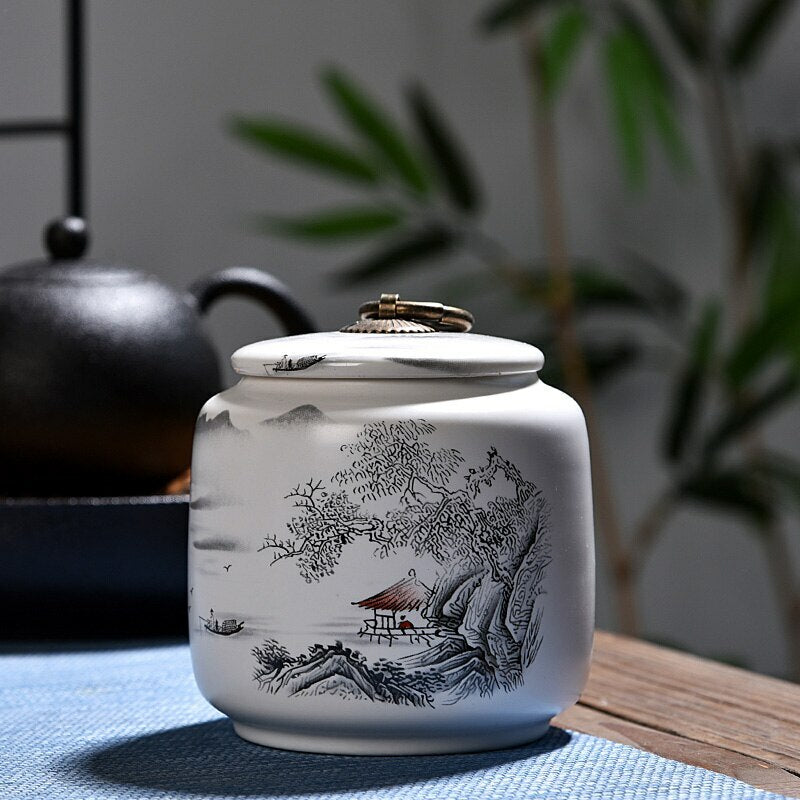 Ceramic Sealed Tea Caddies Spice Jar Candy Dried Fruit Storage Teaware Container