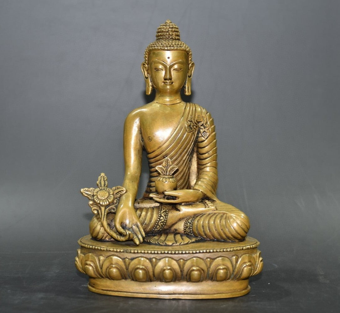 Pure Copper Lotus Base Buddha Ornament Decor Collect