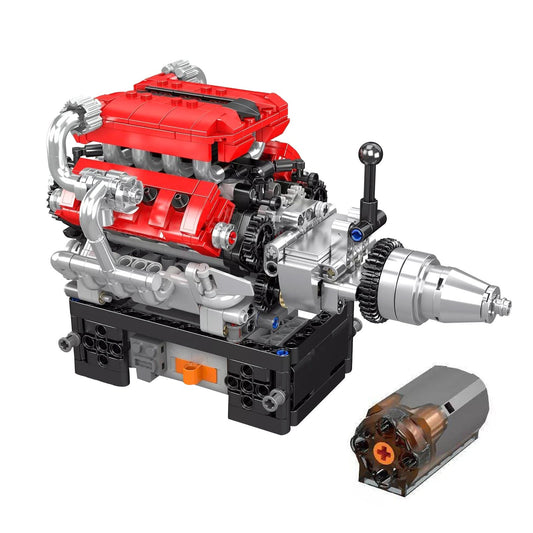 V8 Engine Motor Mechanical Engineering Model Building Block Toy Gift ABS