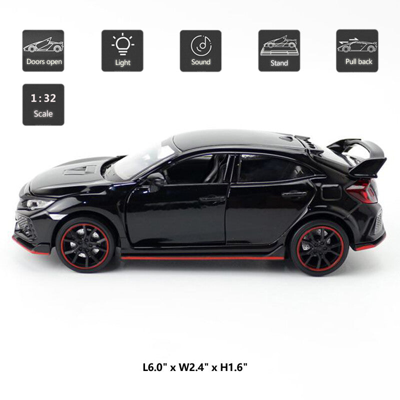 1/32 Honda Civic Type R Model Car Diecast Toy Cars Boys Toys Kids Gifts Black
