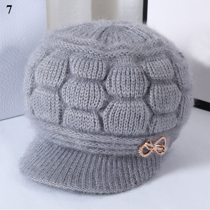 Women Winter Beanie Hats Short Brim Peaked Cap Mother Hats Pumpkin Hat Warm Soft