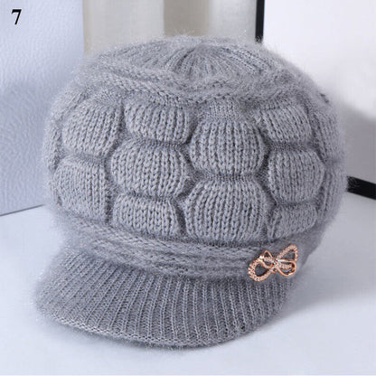 Women Winter Beanie Hats Short Brim Peaked Cap Mother Hats Pumpkin Hat Warm Soft