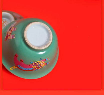 Chinese Funny Tiger Porcelain Gaiwan For Tea Green Tureen With Lid Teaware Tea