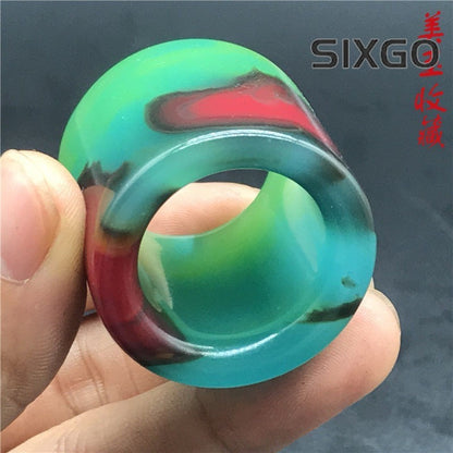 22mm Antique Seven Color Jade Bi Disc Green Jade Pendant Thumb Ring Jewelry