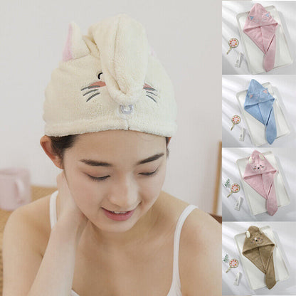 Dry Hair Cap Coral Velvet Hair Cap Quick Dry Drying Bath Shower Hat ⊰