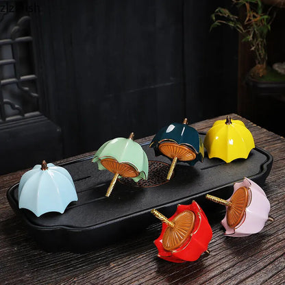 Simple Umbrella Shape Ceramic Tea Coffee Tin Sealed Jars Creative Home Kitchen