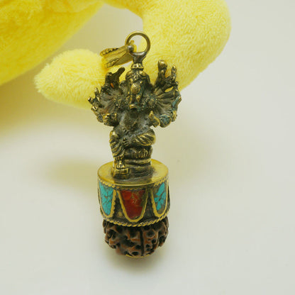 2.04"Copper Buddha Ethnic Style Pendant Nepalese Tantric Vajra Bodhi Pendant