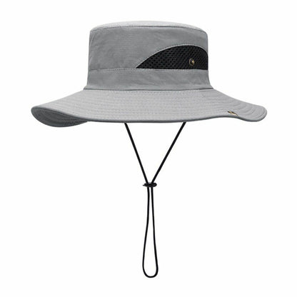 Outdoor Hat Fishing Hiking Cap Wide Brim Anti-UV Beach Sunshade Bucket Hat Blue