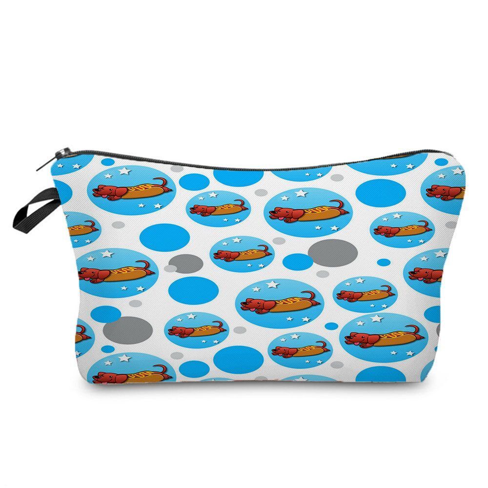 Cute Printed Cosmetic Bags Travel Storage Pouch Reusable Makeup Purse Polyester