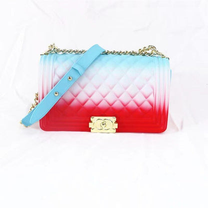 Yellow Green Pink Jelly Bag Multicolored fashion purse Crossbody Chain Bastex