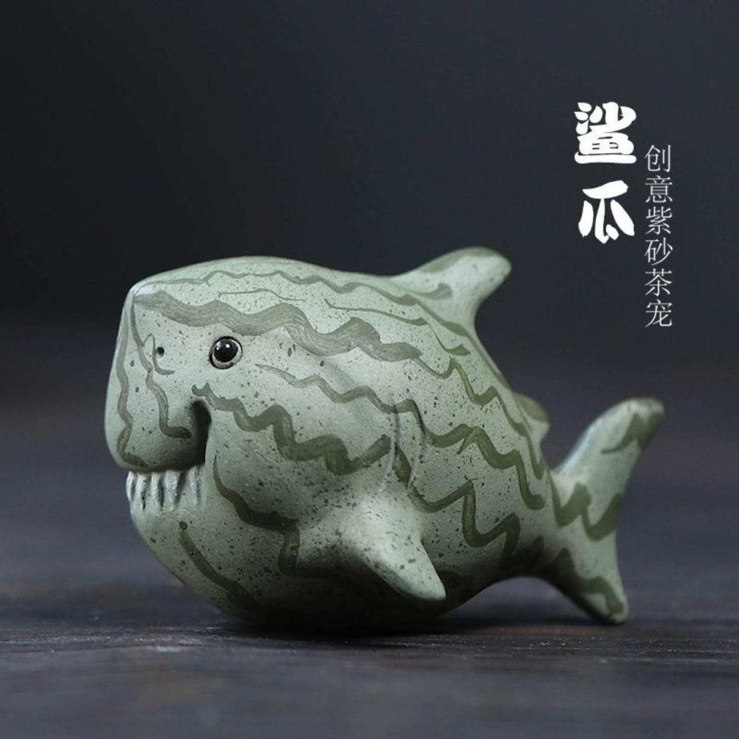 Handmade Watermelon Shark Tea Pet Ornament 7cm Chinese Tea Table Decor Tea Play